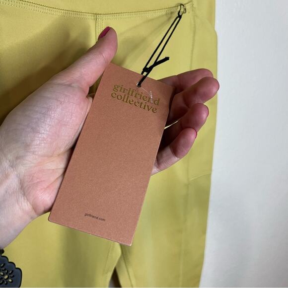 Girlfriend Collective High-Rise Thigh Pocket Compressive Leggings Yellow NEW XS - Picture 3 of 7